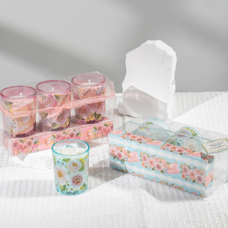 เทียนหอมถ้วยแก้วกลมเล็กคลาสสิกวันแม่ 3 ชิ้นผู้ผลิตเทียนถั่วเหลืองเชิงนิเวศ