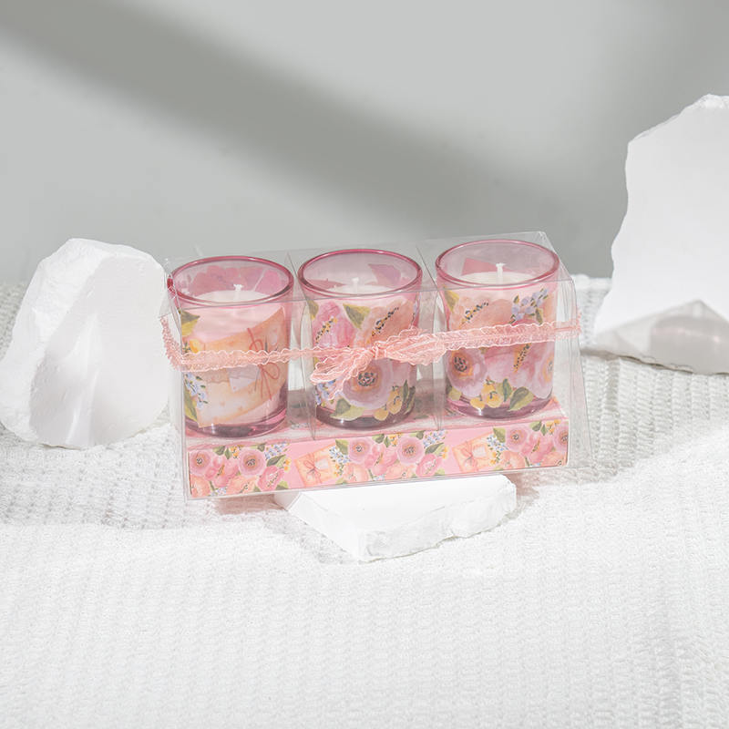 เทียนหอมถ้วยแก้วกลมเล็กคลาสสิกวันแม่ 3 ชิ้นผู้ผลิตเทียนถั่วเหลืองเชิงนิเวศ