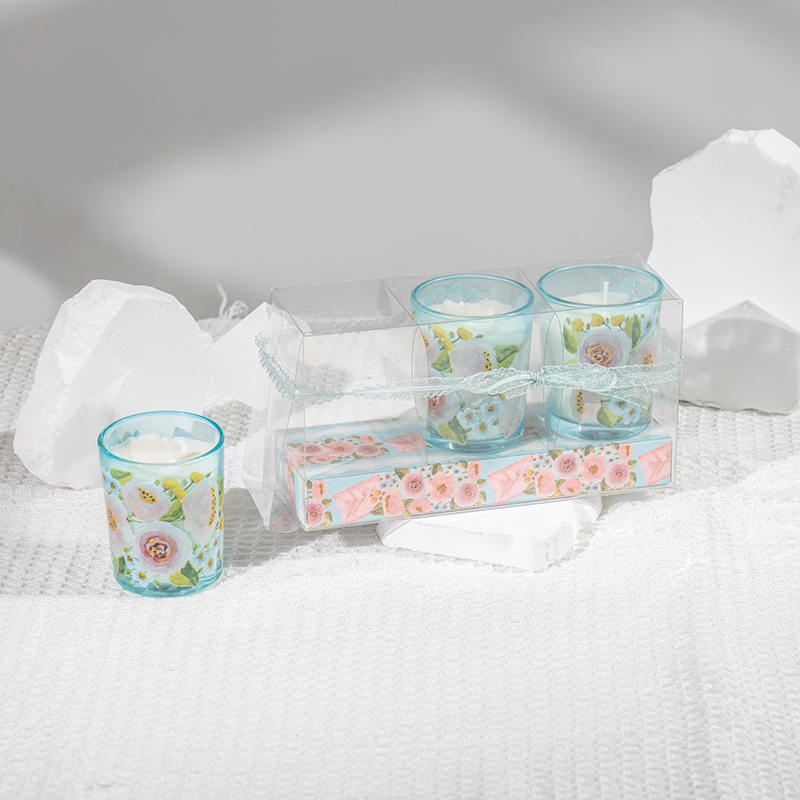 เทียนหอมถ้วยแก้วกลมเล็กคลาสสิกวันแม่ 3 ชิ้นผู้ผลิตเทียนถั่วเหลืองเชิงนิเวศ