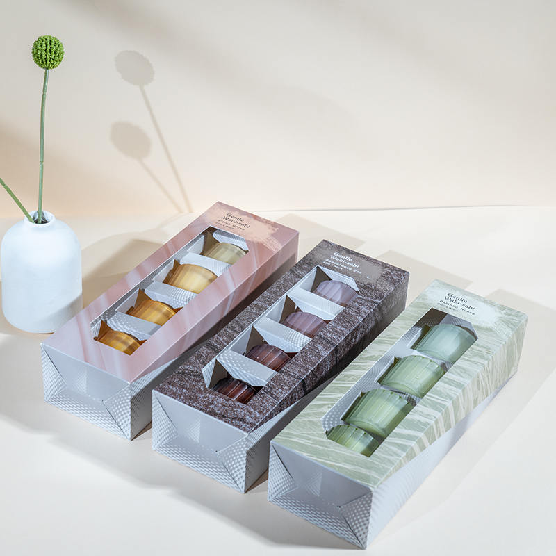 ชุดถ้วยเทียนแก้วแคระลายแนวตั้งขนาดเล็ก 4 ชิ้น