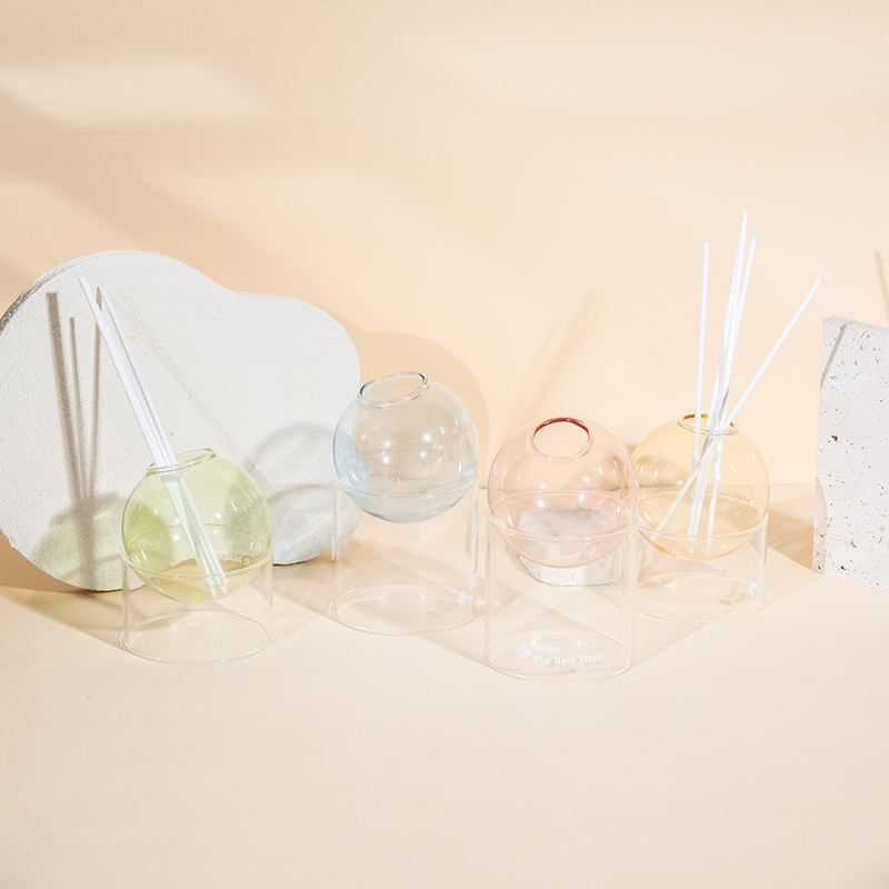 ฐานแก้วใส อโรมาเธอราพีสไตล์แก้วกระจายกลิ่นแบบลูกบอลแก้ว