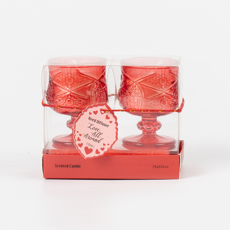 เทียนหอมถ้วยสไตล์คลาสสิกวาเลนไทน์ 2 ชิ้นชุดผู้ผลิตชุดเทียนขี้ผึ้งถั่วเหลืองเชิงนิเวศ ogranic