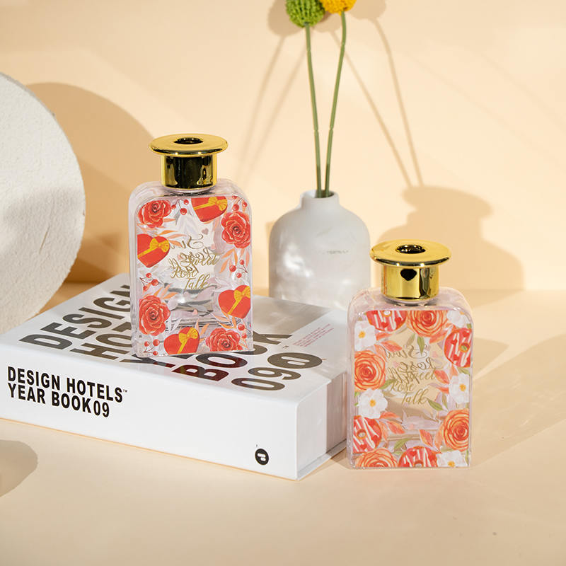 ขวดแก้วทรงสี่เหลี่ยมทรงสูงวาเลนไทน์ คอลเลกชั่นน้ำมันวาเลนไทน์ระดับพรีเมี่ยม